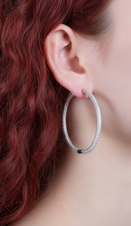 24k Large Moissanite Hoop Earrings