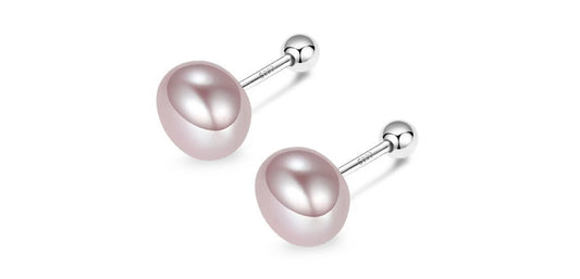 S999 Natural Freshwater Ball Screw Earrings