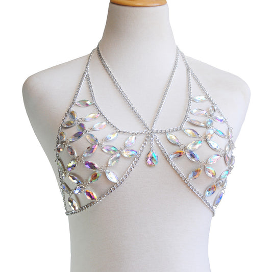 Backless Fringe Crystal Rhinestone Bra