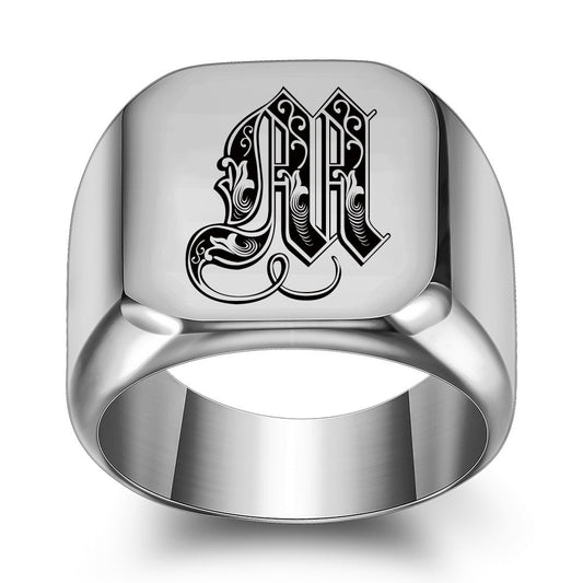 Men's Royal Monogram Initial Ring (W,M,X,Y,Z)