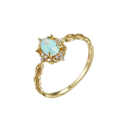 10K Gold Crown Natural Opal Ring