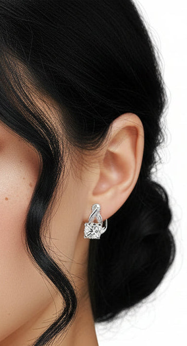 Platinum Moissanite Infinity Earrings