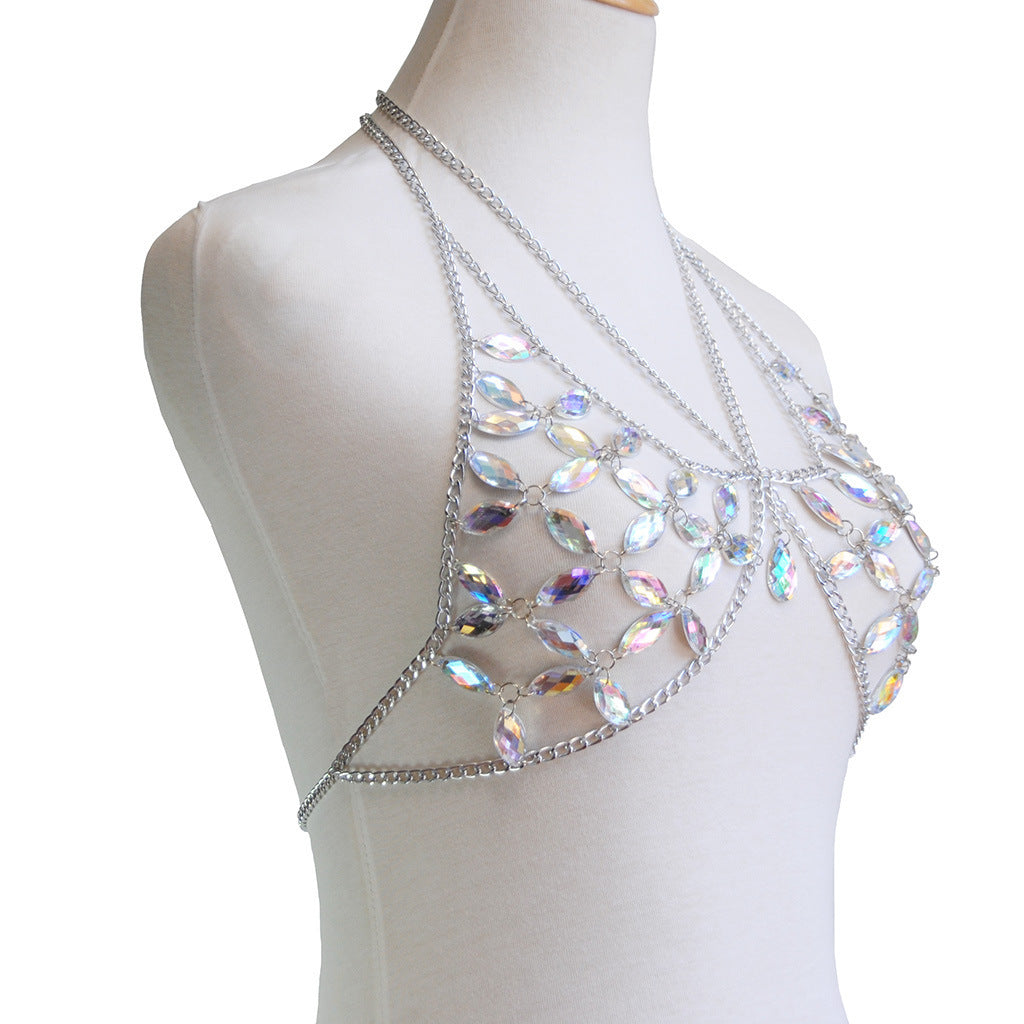 Backless Fringe Crystal Rhinestone Bra