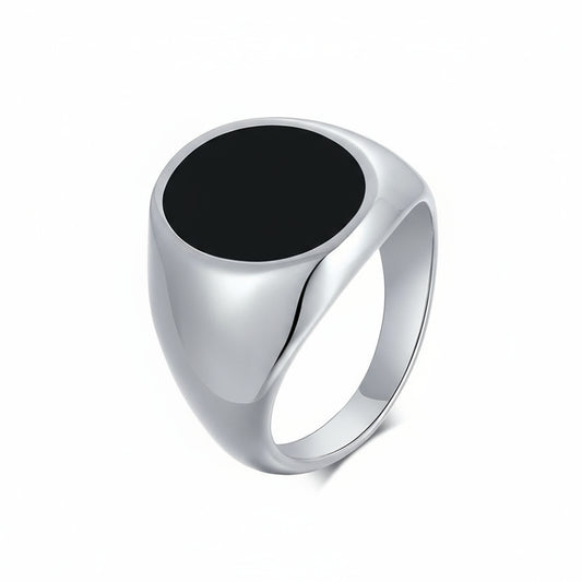 Men's Drip Oil Black Oval Ring