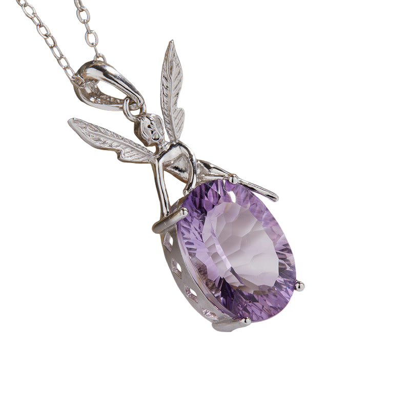 Silver Fairy Natural Amethyst Necklace