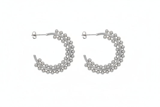 18k Beaded Hoop Earrings