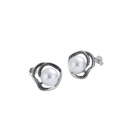 Distressed Pearl Stud Earrings