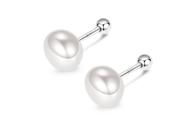 S999 Natural Freshwater Ball Screw Earrings