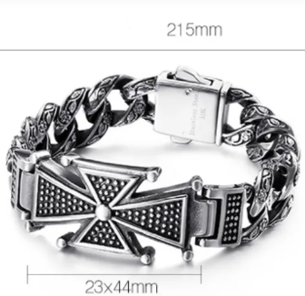 Titanium Steel Men's Vintage Totem Cross Bracelet