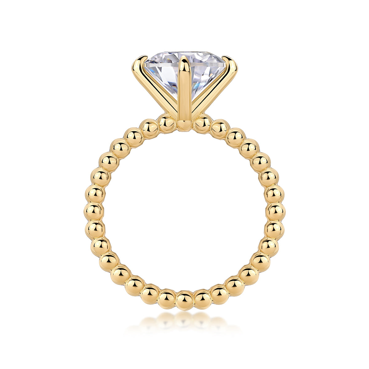 24k Moissanite Beaded Solitaire Ring