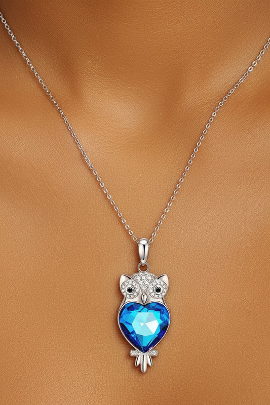 Blue Owl Crystal Zirconia Necklace