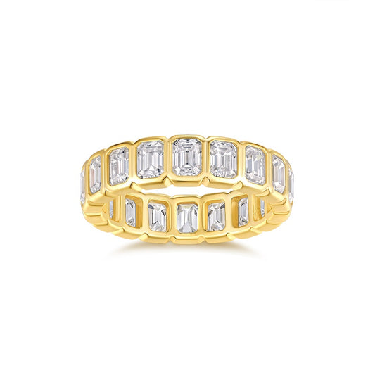 24K Moissanite Bezel Baguette Emerald Cut Eternity Band