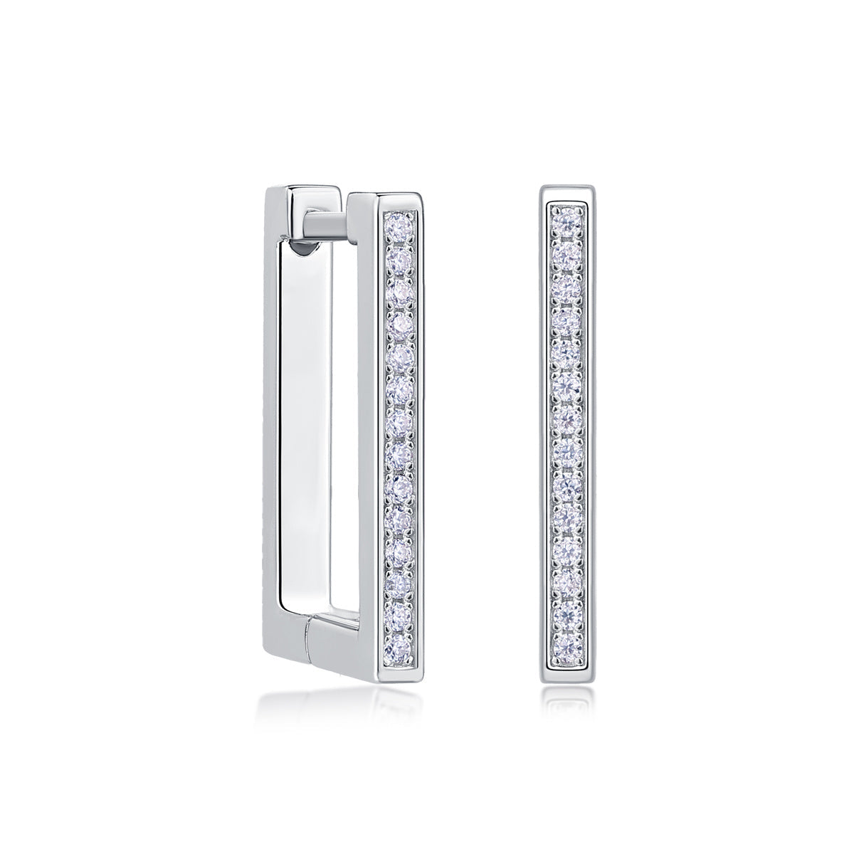 Platinum Moissanite Rectangle Earrings