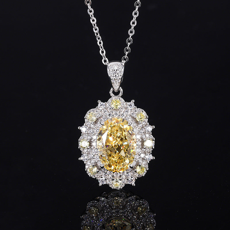 Oval-Cut Gemstone Petal-Shaped Halo Necklace