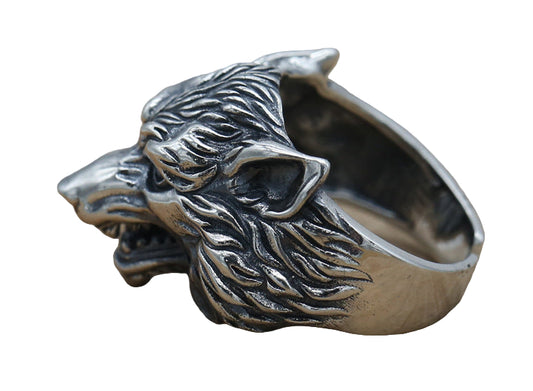Wolf Head Men's Ring