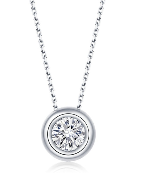 Inlaid Moissanite Round Necklace or Studs