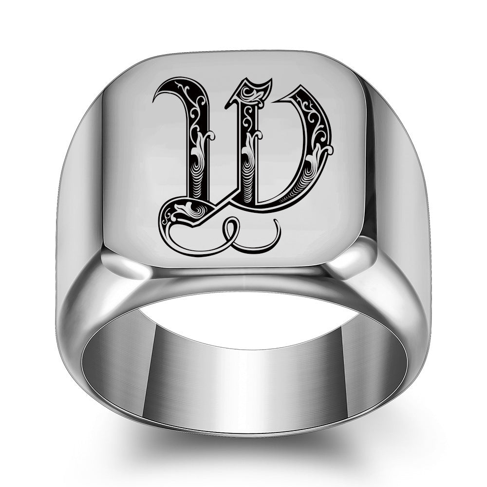 Men's Royal Monogram Initial Ring  (W,M,X,Y,Z)