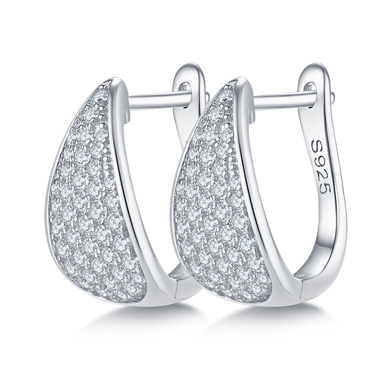 Platinum Teardrop Pavé Moissanite Hoop Earrings