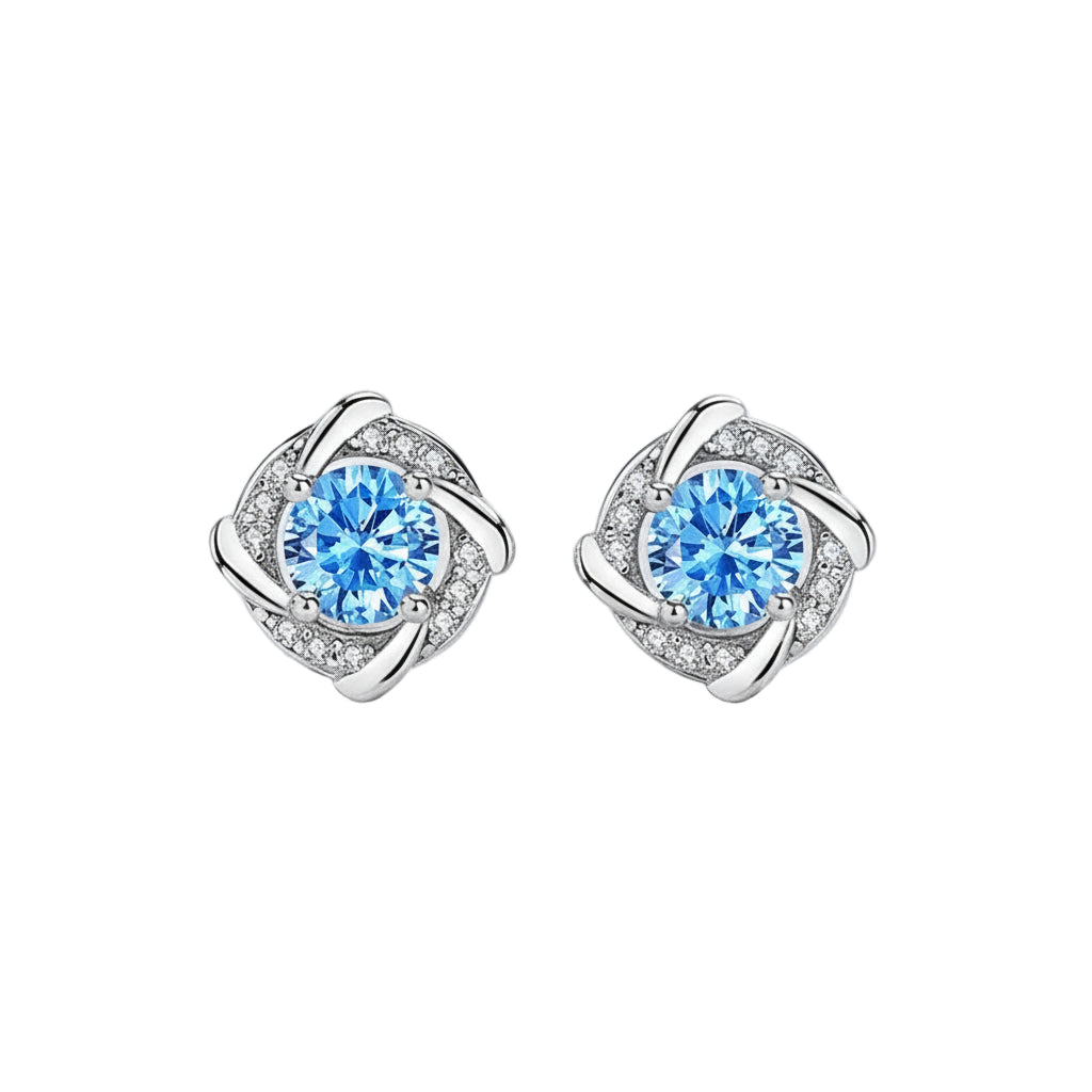 S999  Blue Windmill Zircon Earrings