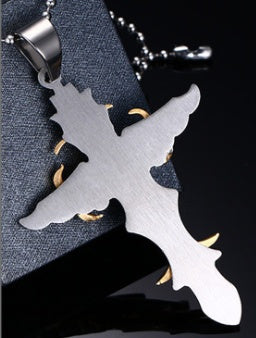 Titanium Steel Large Men’s Layered Cross Pendant