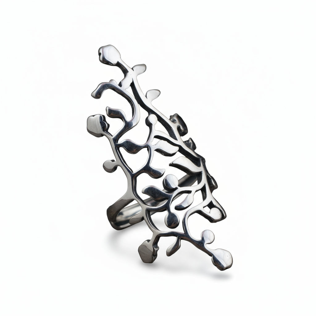 Elongated Olive Branch Ring