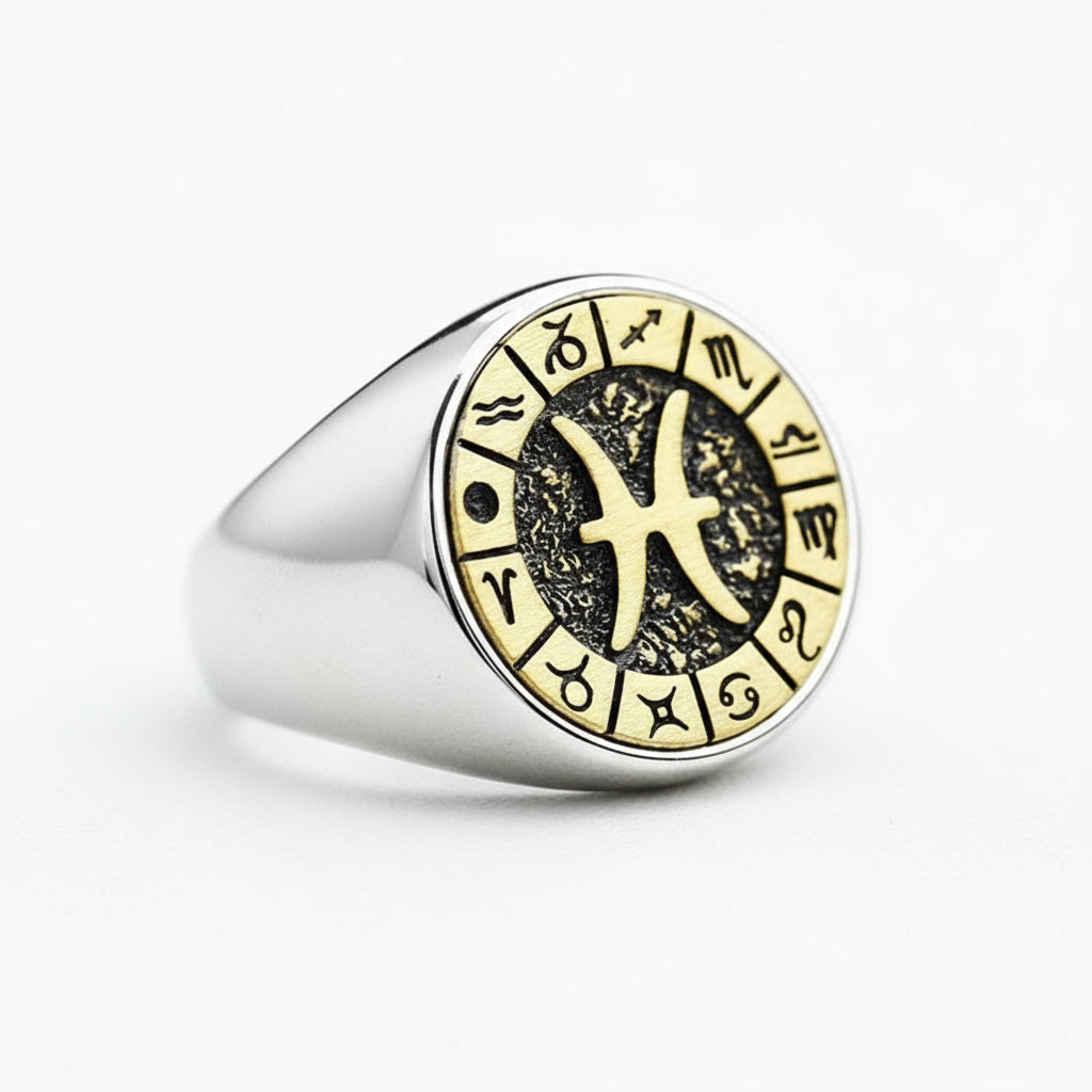 Men's Twelve Signs Of The Zodiac Constellation Ring