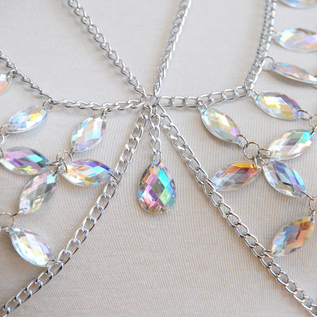 Backless Fringe Crystal Rhinestone Bra