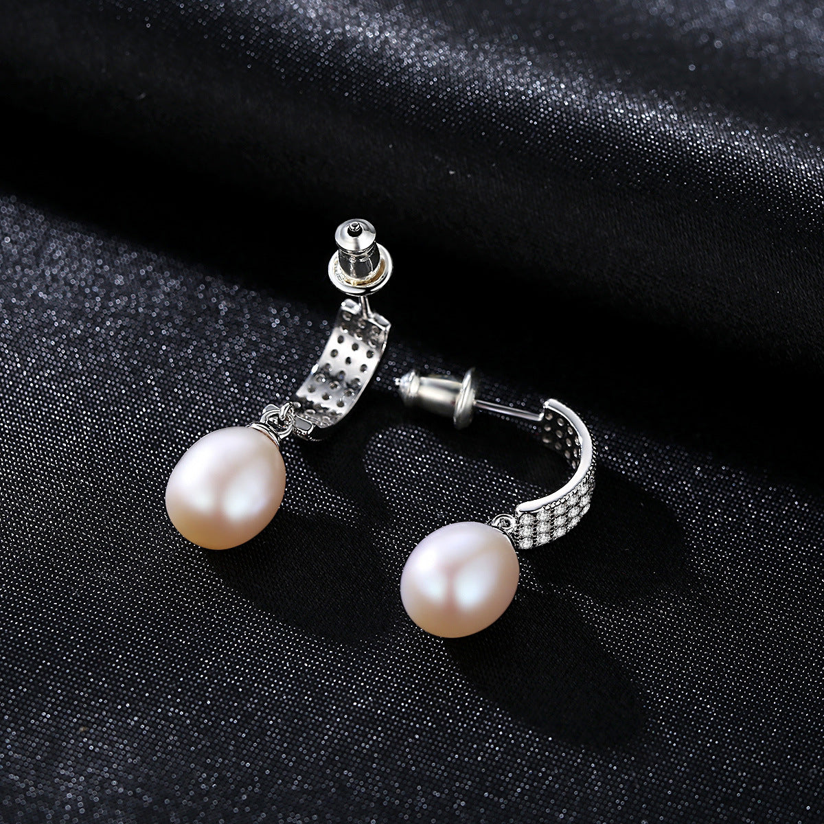 Zircon Freshwater Pearl Drop Earrings