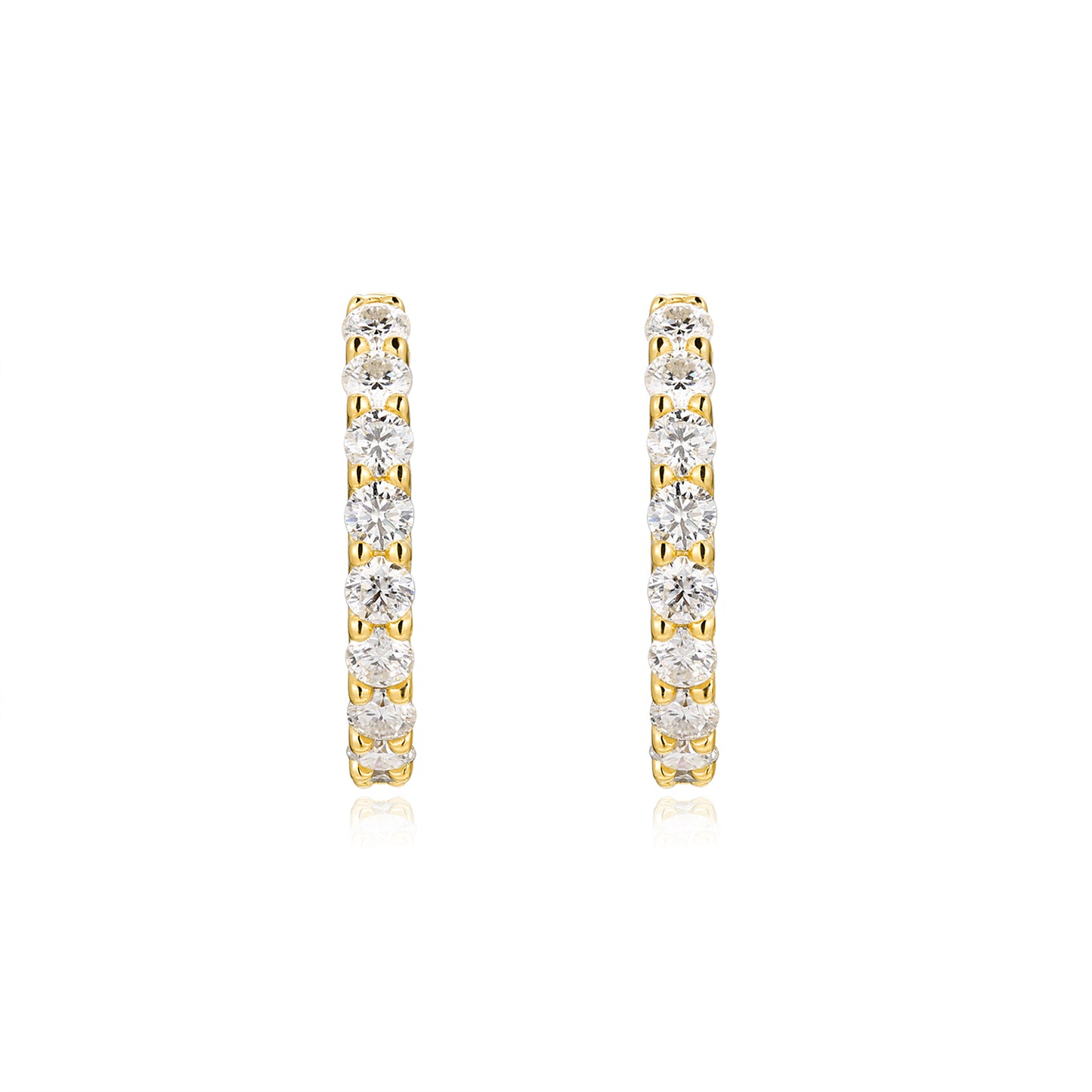 24K  Shared-Prong Moissanite Hoops Earrings
