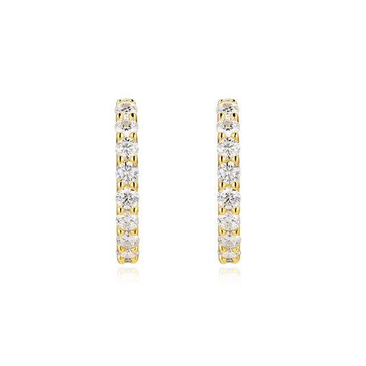 24K  Shared-Prong Moissanite Hoops Earrings