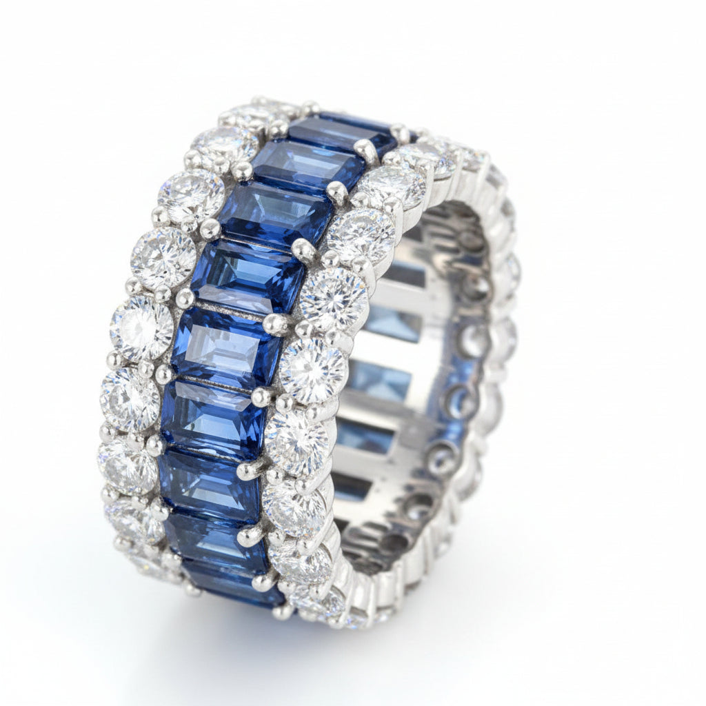 Blue Zircon Eternity Band