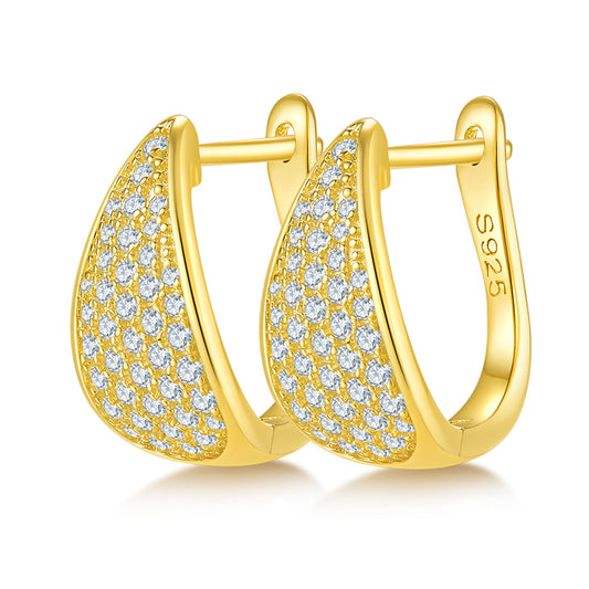 24k Teardrop Pavé Moissanite Hoop Earrings