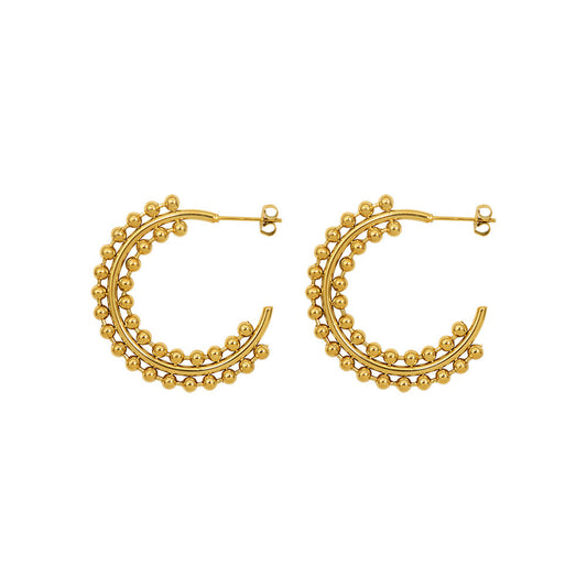 18k Beaded Hoop Earrings