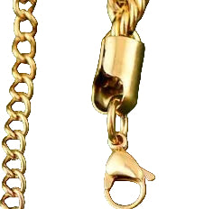 Gold chain with a clasp on a white background