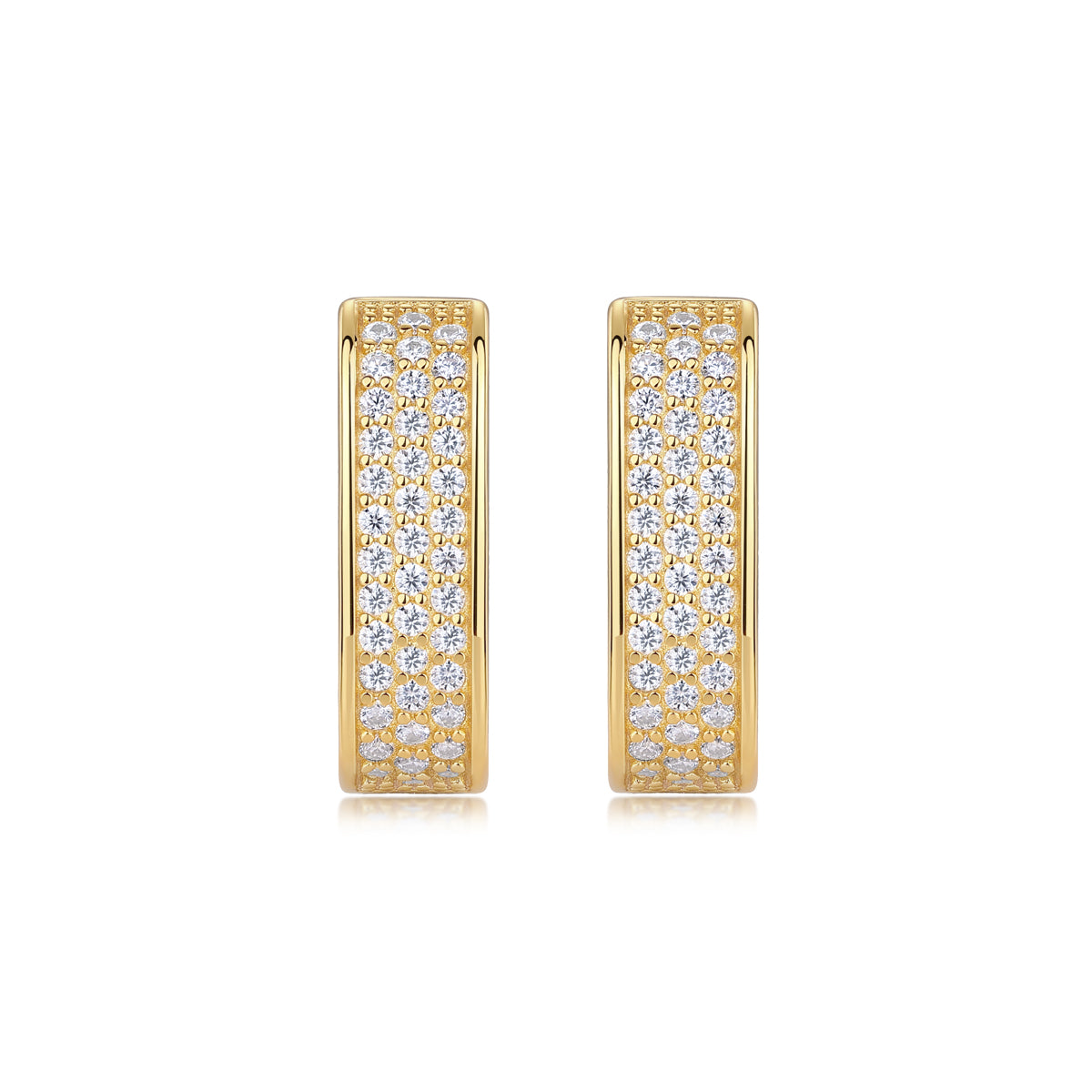 24k Turquoise Pavé-Set Square Hoop - Front