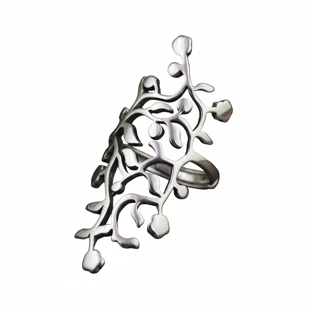 Elongated Olive Branch Ring