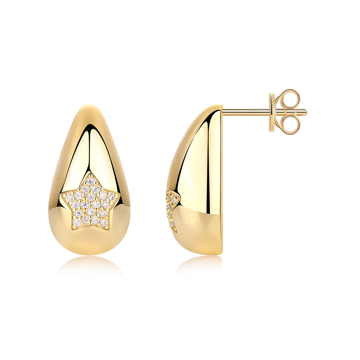 24k Gold Tear Drop  Moissanite Stud Earrings