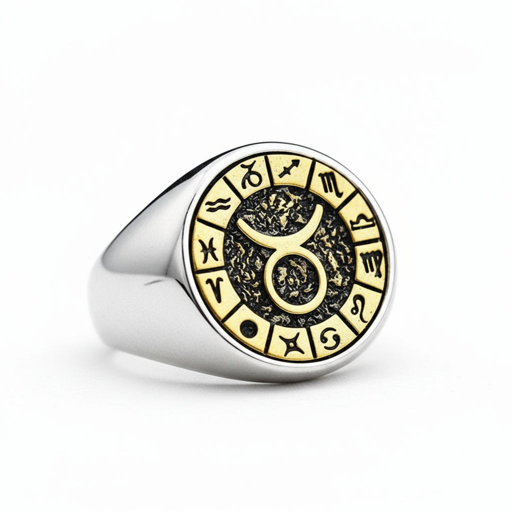 Men's Twelve Signs Of The Zodiac Constellation Ring