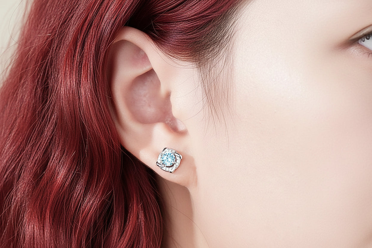 S999  Blue Windmill Zircon Earrings