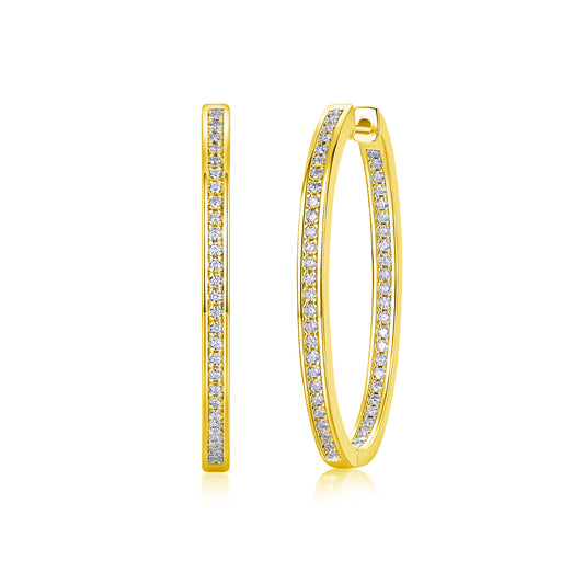 24k Inside-Out Channel Set Moissanite Hoop Earrings