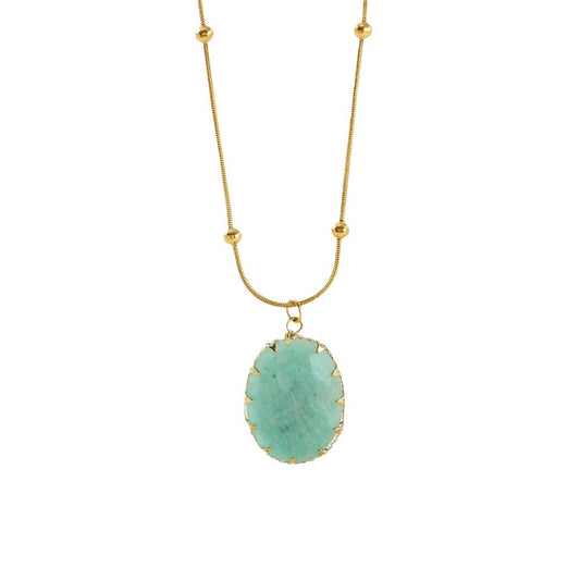 18K Oval Turquoise Necklace