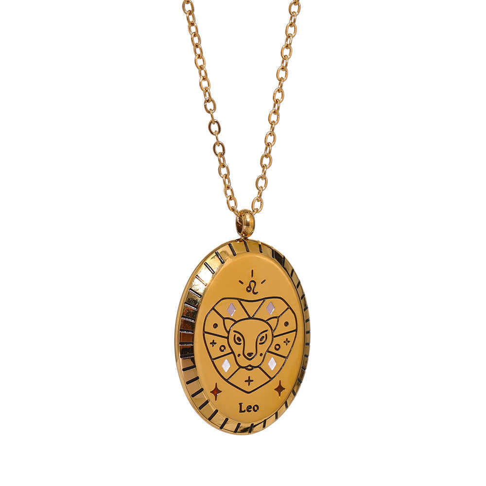 18K Gold Zodiac Oval Necklace