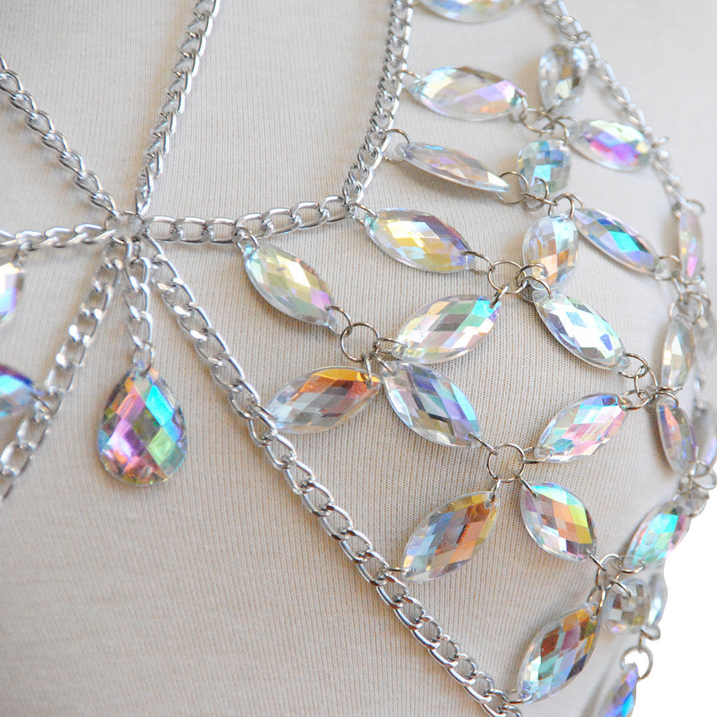 Backless Fringe Crystal Rhinestone Bra