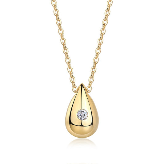 24k Gold Tear Drop Moissanite Necklace
