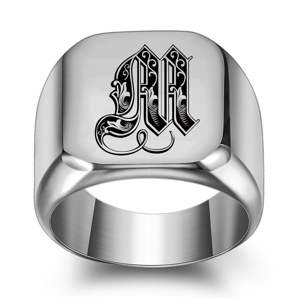 Men's Royal Monogram Initial Ring  (W,M,X,Y,Z)