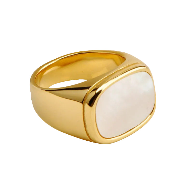 18K Gold Mother-Of-Pearl Signet Ring