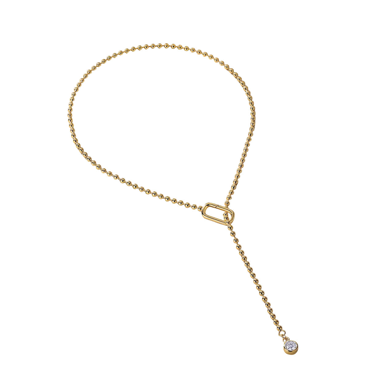 24k Gold Moissanite Beaded Tassel Necklace