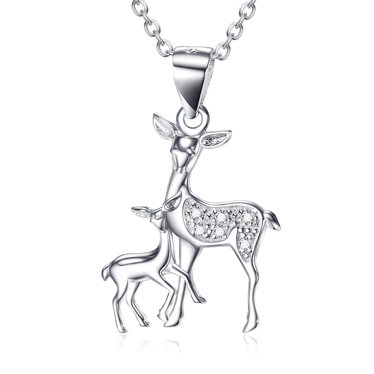 Silver Fawn & Deer Necklace