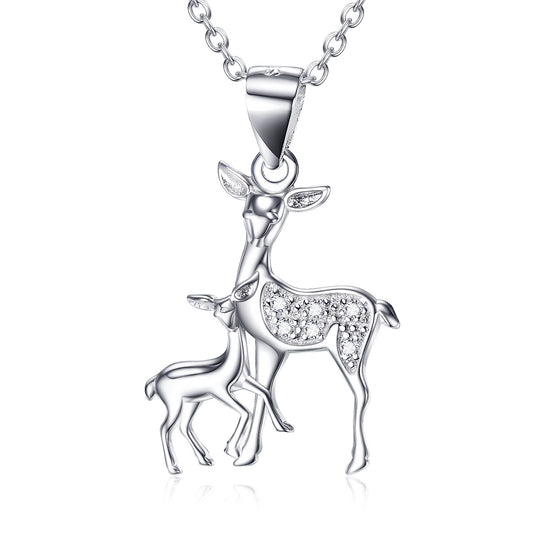 Silver Fawn & Deer Necklace