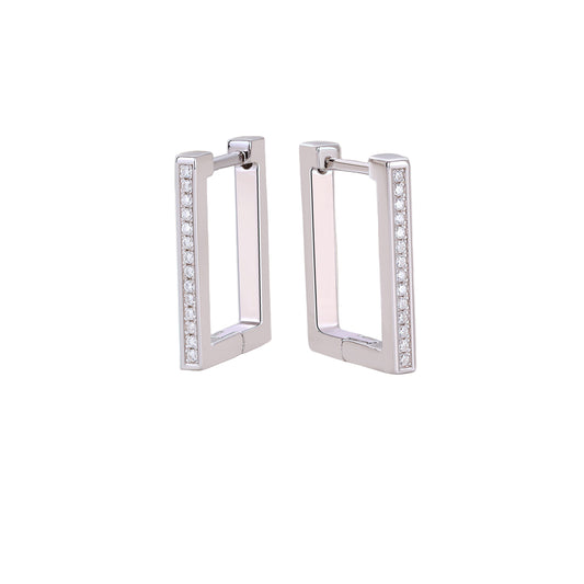 Platinum Moissanite Rectangle Earrings